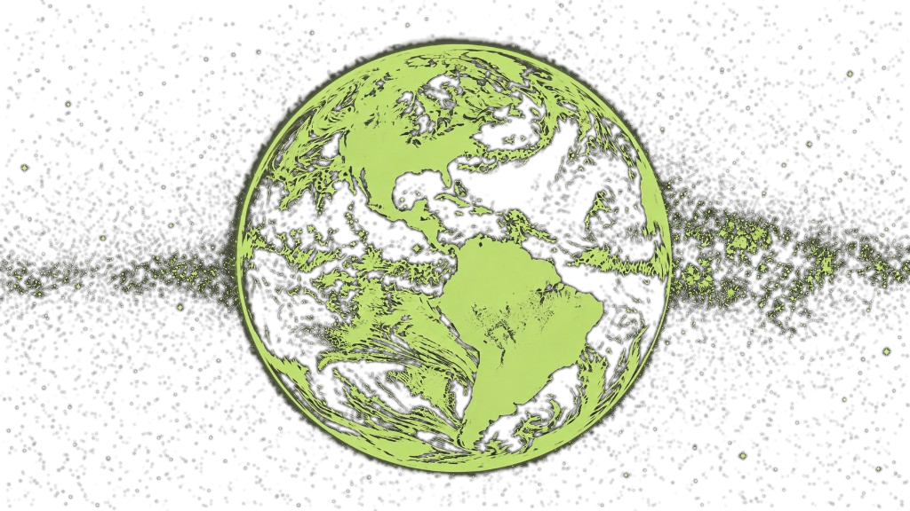 Terre stylisée en vert, vue depuis l’espace